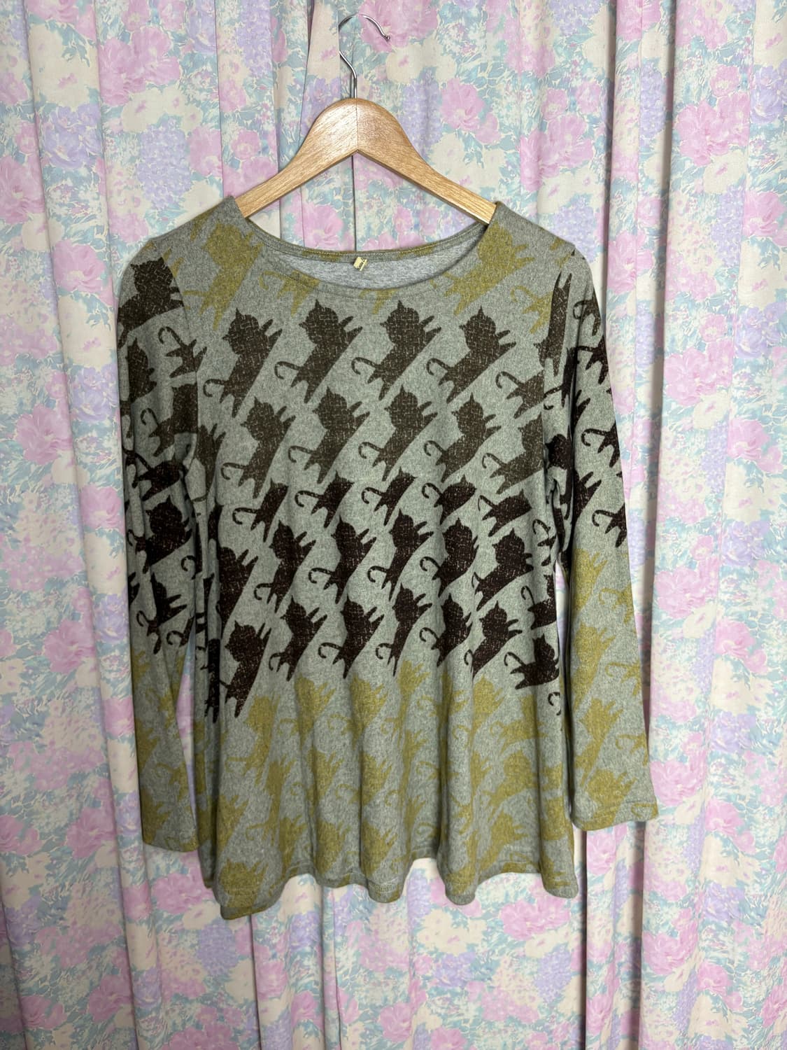 고양이 패턴 긴소매 티셔츠 상품이미지8