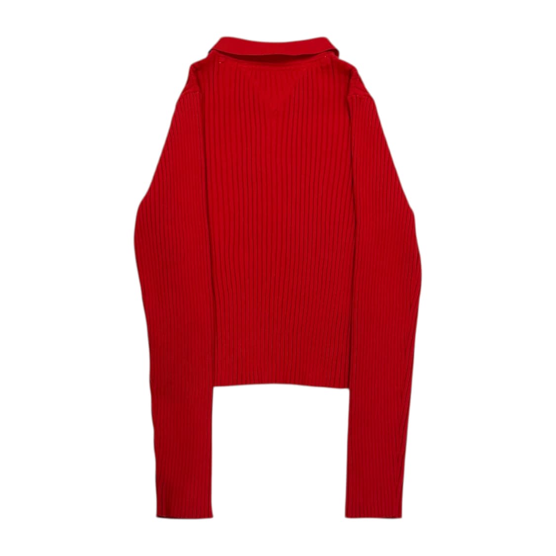 타미진스 골지 카라 니트 집업 가디건 레드 L 상품이미지3