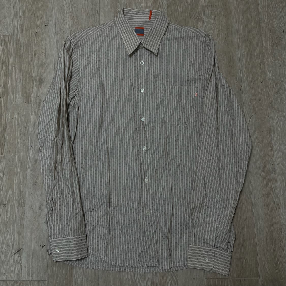 휴고 보스 오렌지 라벨 스트라이프 포켓 긴팔셔츠 [베이지] L/100 상품이미지1