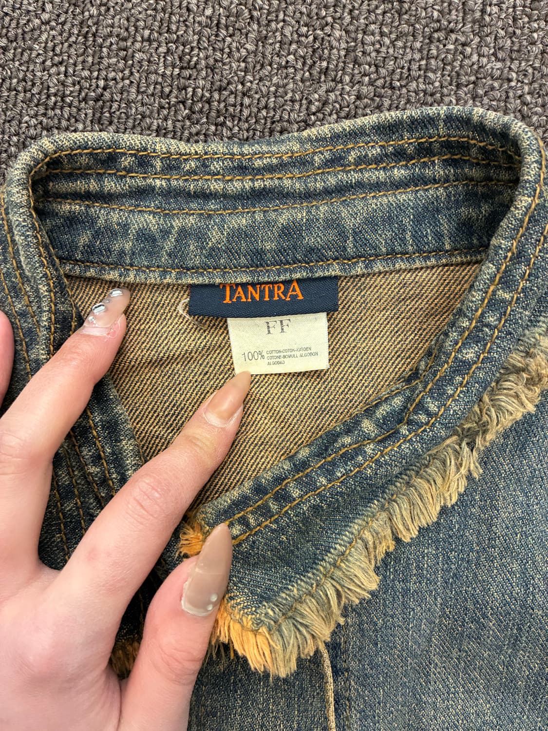 OS)Japanese vintage 여성 프린지 디테일 데님 셔츠 상품이미지7