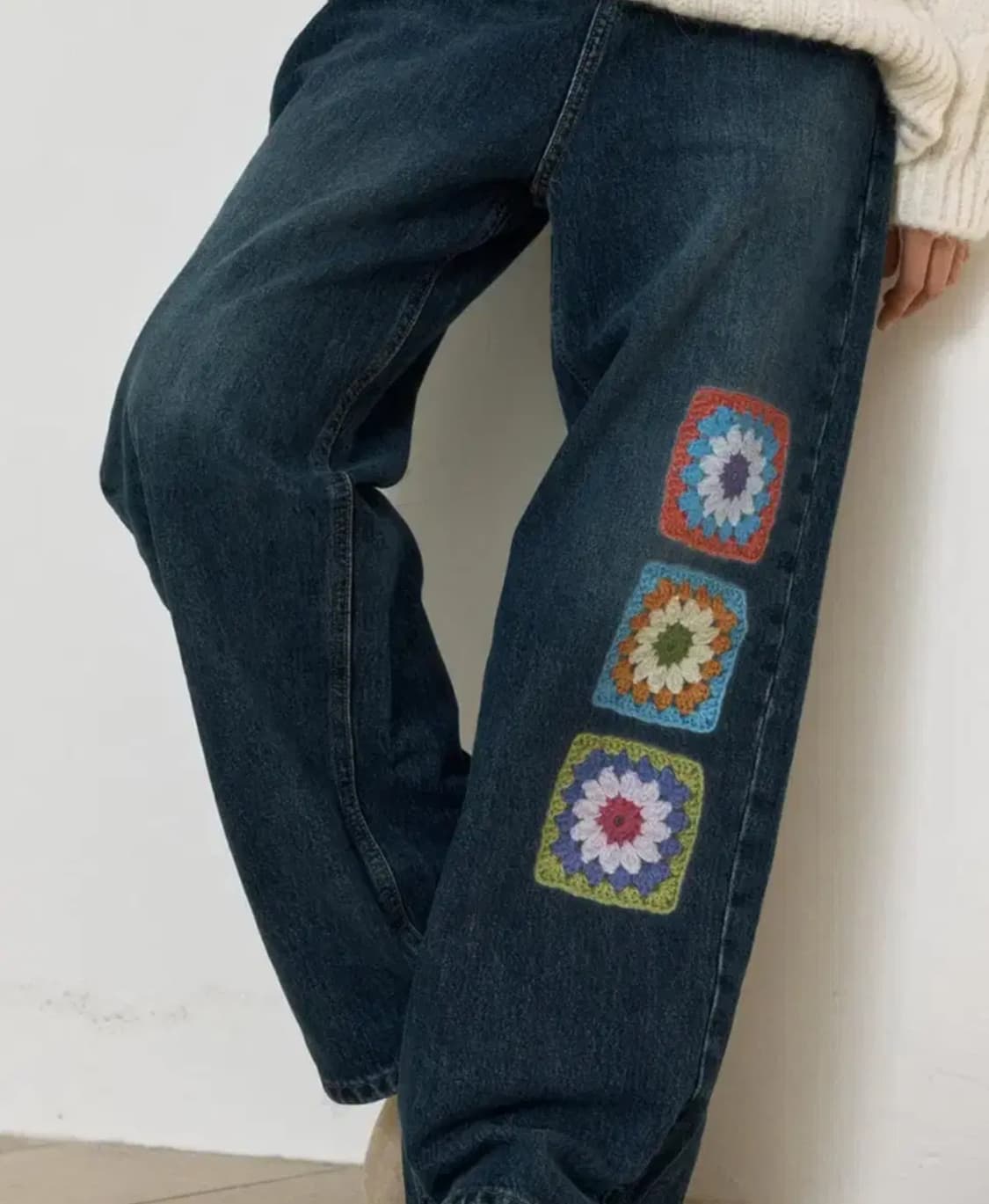 로씨로씨 X 그래피커스 Crochet Jeans [MIDDLE BLUE] 상품이미지2