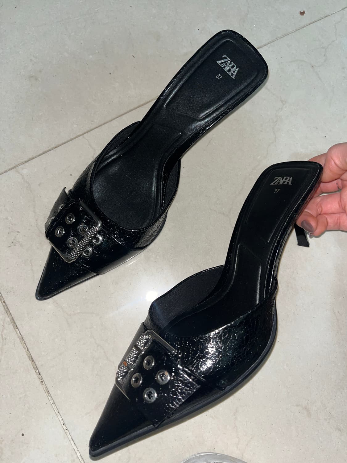 자라 블랙 버클 힐 37 상품이미지1