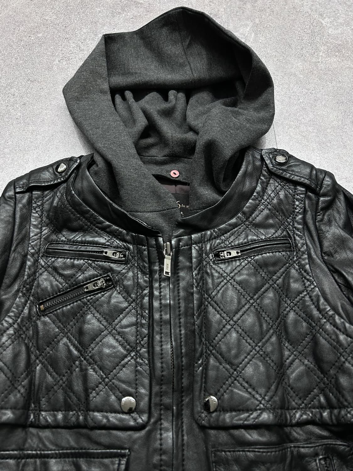00’s 96 후디드 비건 레더 자켓 상품이미지2