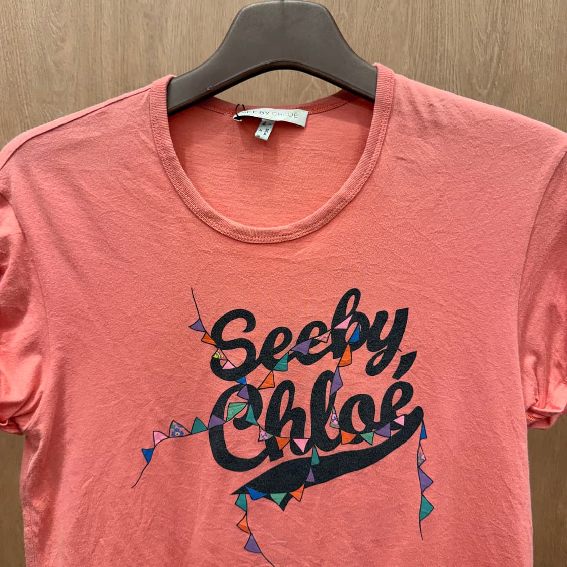 씨 바이 끌로에 로고 프린팅 반팔 티셔츠 퍼프소매 캐주얼 오렌지 상품이미지4