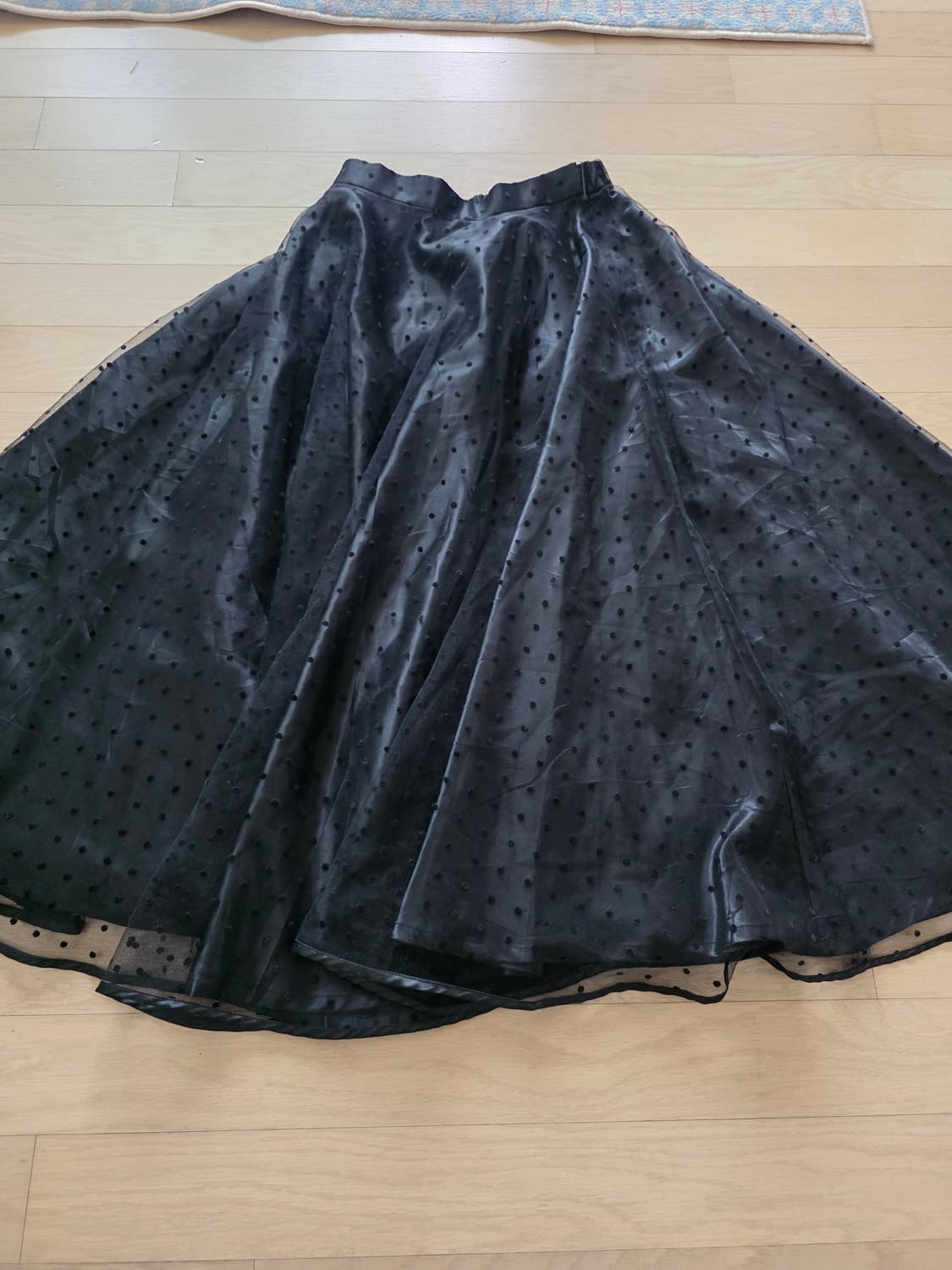 빈티지 롱 도트 쉬폰 사틴 스커트 상품이미지4
