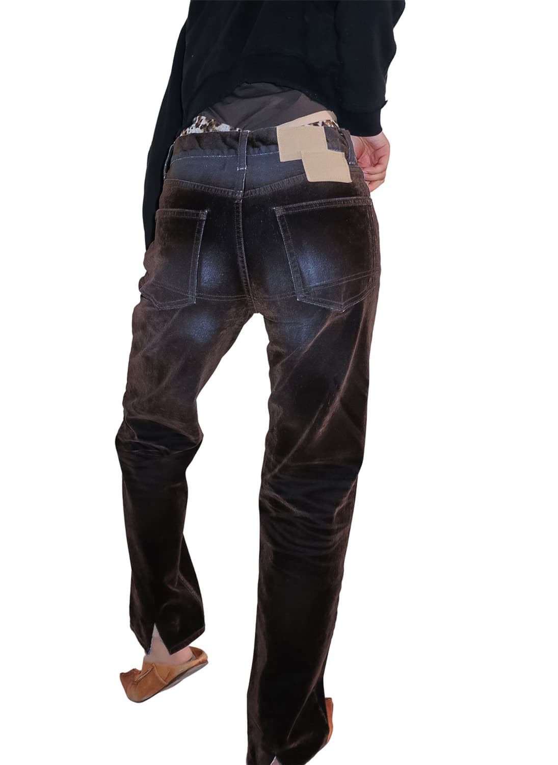 [1]퍼버즈 25fw Flocky 워싱 데님 팬츠/브라운 상품이미지3