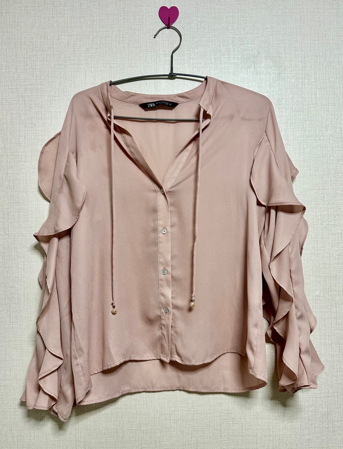 자라 인디핑크 러플 블라우스 XS 상품이미지2