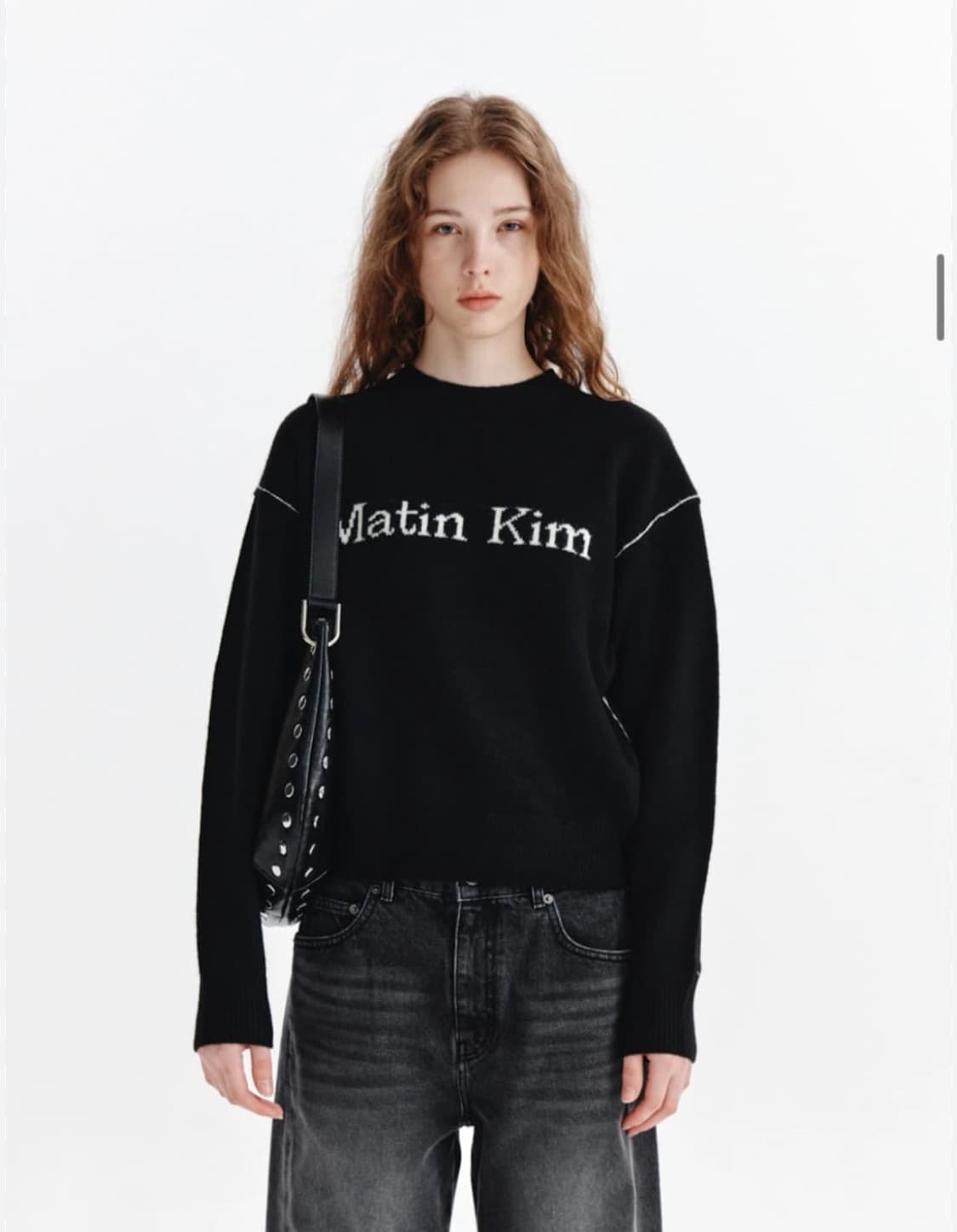 마뗑킴 라인배색 블랙 니트 남녀공용 M 상품이미지1