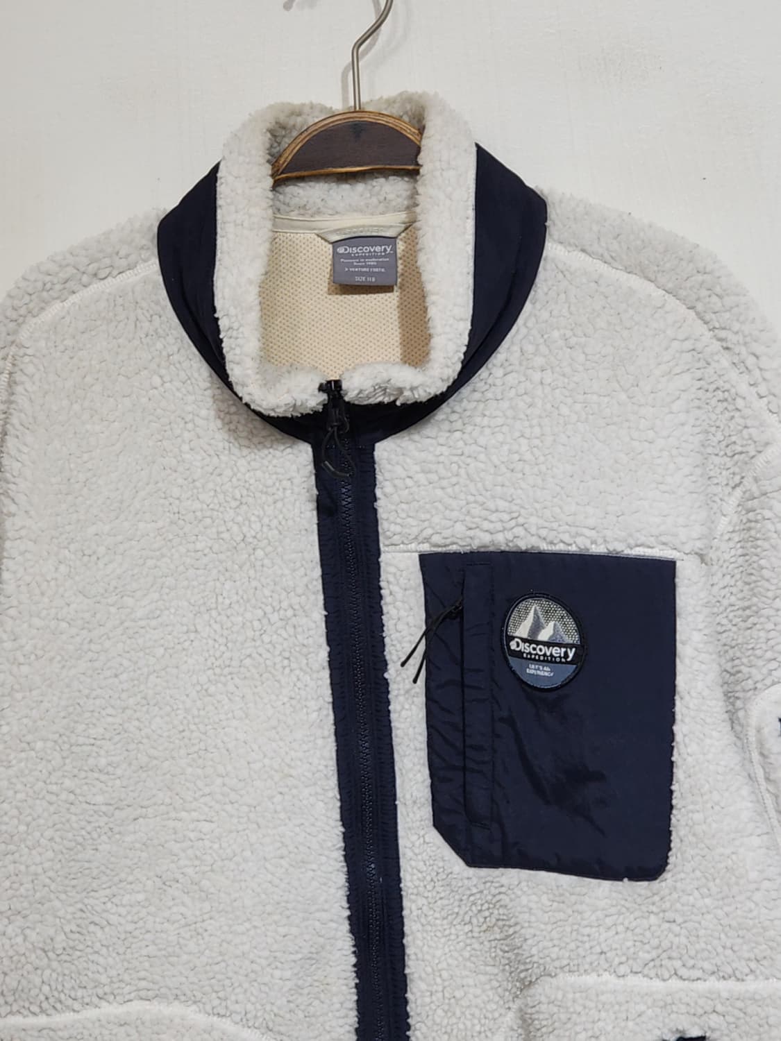 디스커버리 플리스 점퍼 화이트 뽀글이 빅사이즈 후리스 자켓  상품이미지2