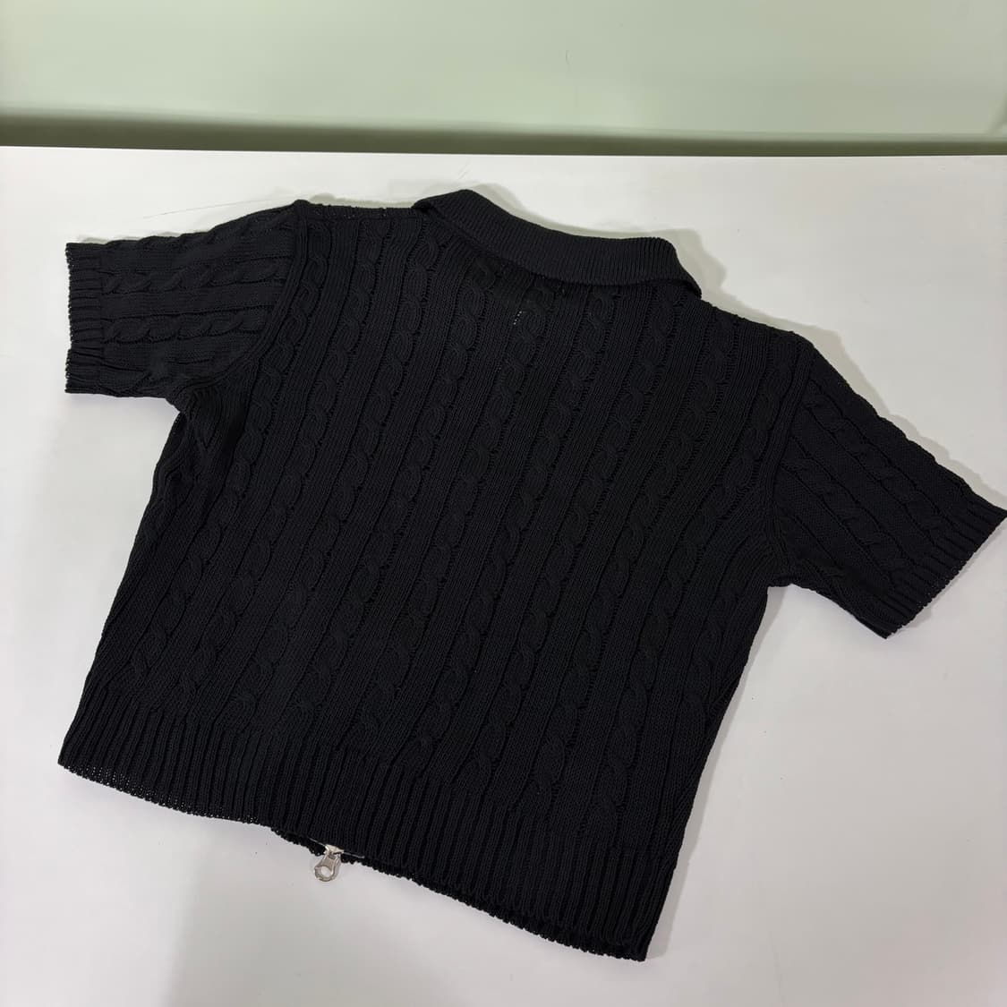 우먼S-M 폴로 랄프로렌 블랙 꽈배기 투웨이 시스루 크롭 니트집업 상품이미지3