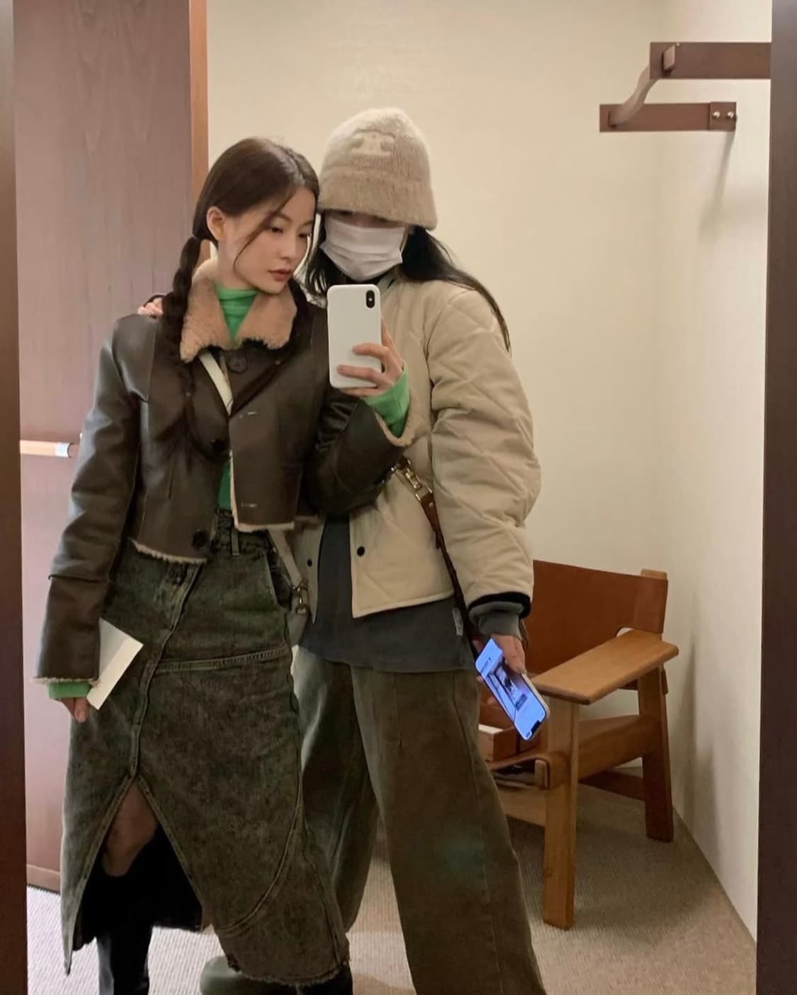 택O) [s] 낫유어로즈 숏 리버시블 레더 무스탕 브라운 상품이미지2