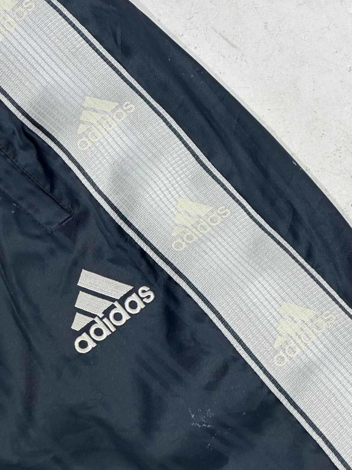 아디다스 네이비 그레이 사이드 라인 와이드 트랙 팬츠 L 상품이미지6