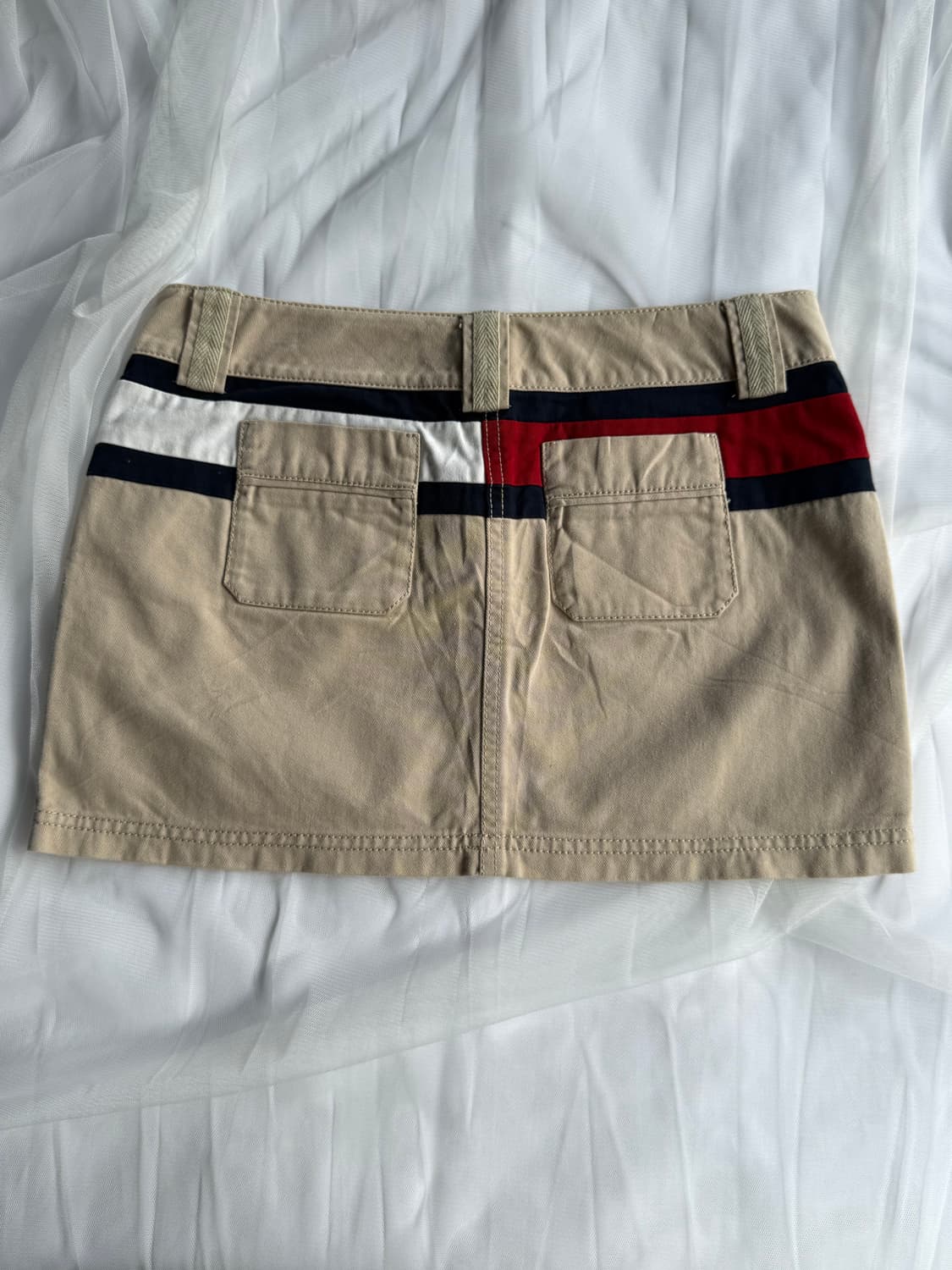 Tommy 베이지 배색치노스커트 상품이미지1