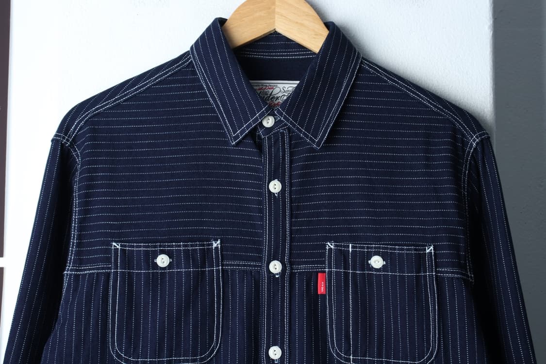 (L-XL) 언더에어 셔츠 남방 스트라이프 스티치 인디고-H33207 상품이미지3