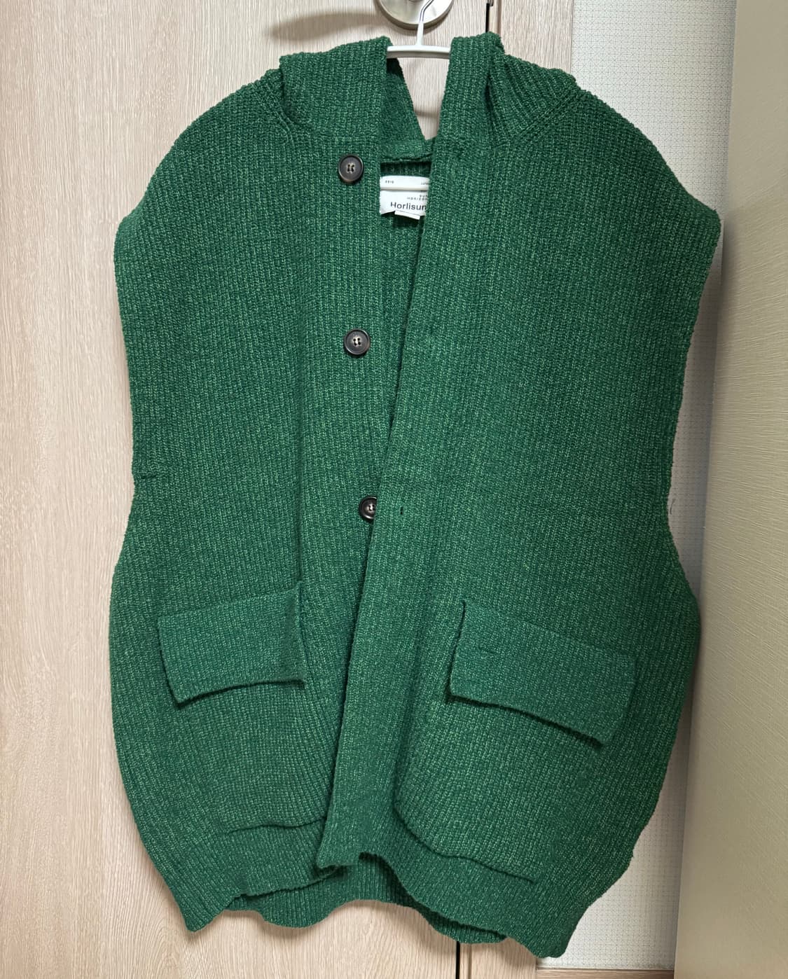 홀리선 아콘 후디 니트 베스트 가디건 그린 M 상품이미지2