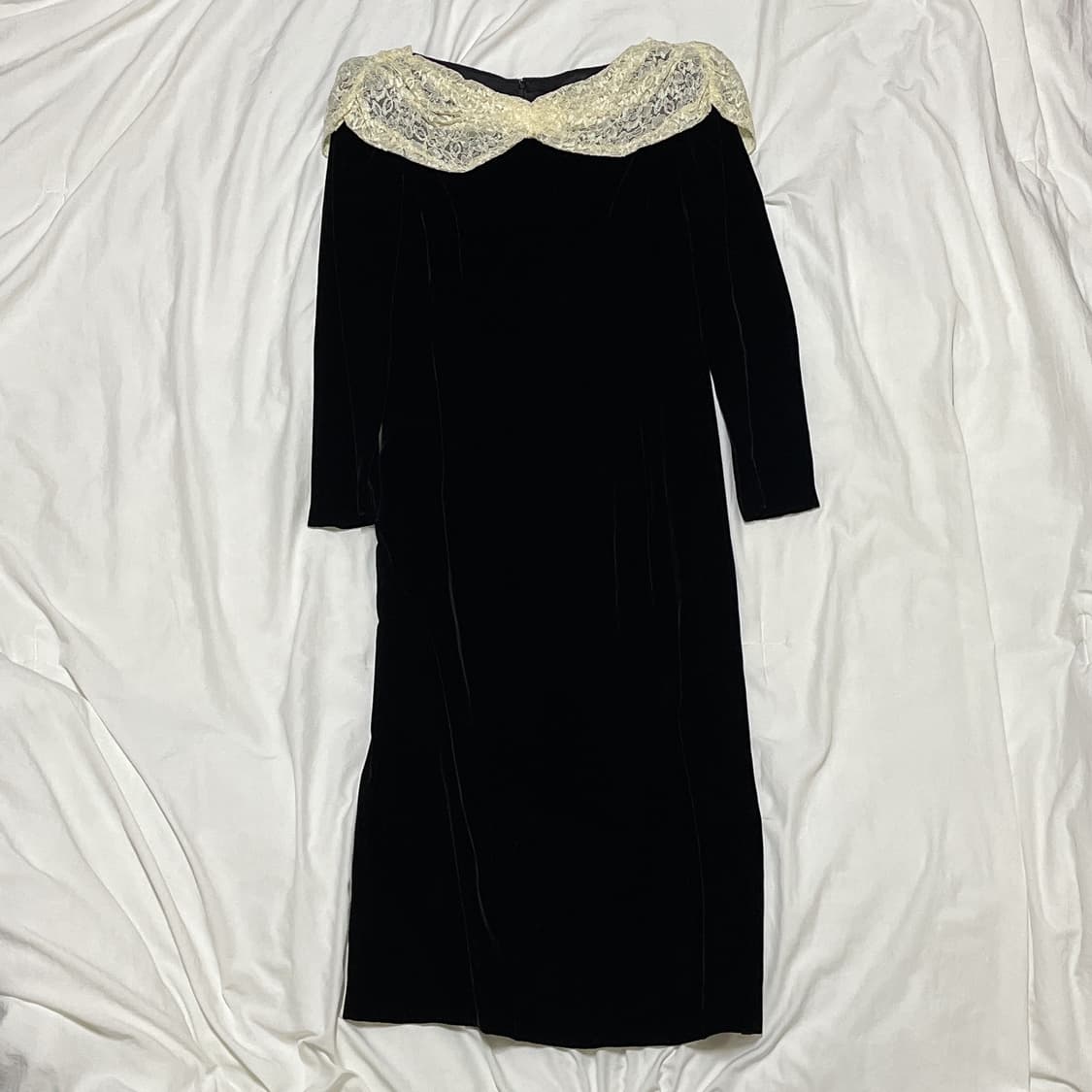 빈티지 ) 레이스 벨벳원피스 상품이미지2