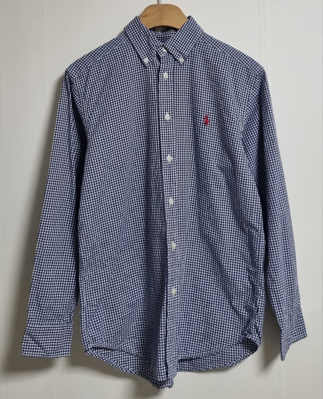 실측 XS (44) 폴로 블루 체크셔츠 상품이미지1