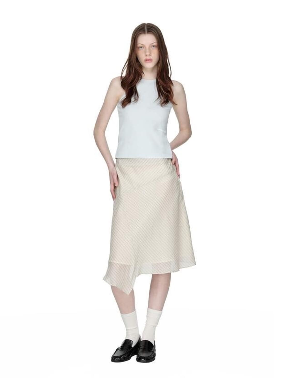 썬번프로젝트 ASYMMETRIC MIDI SKIRT, 베이지 상품이미지2