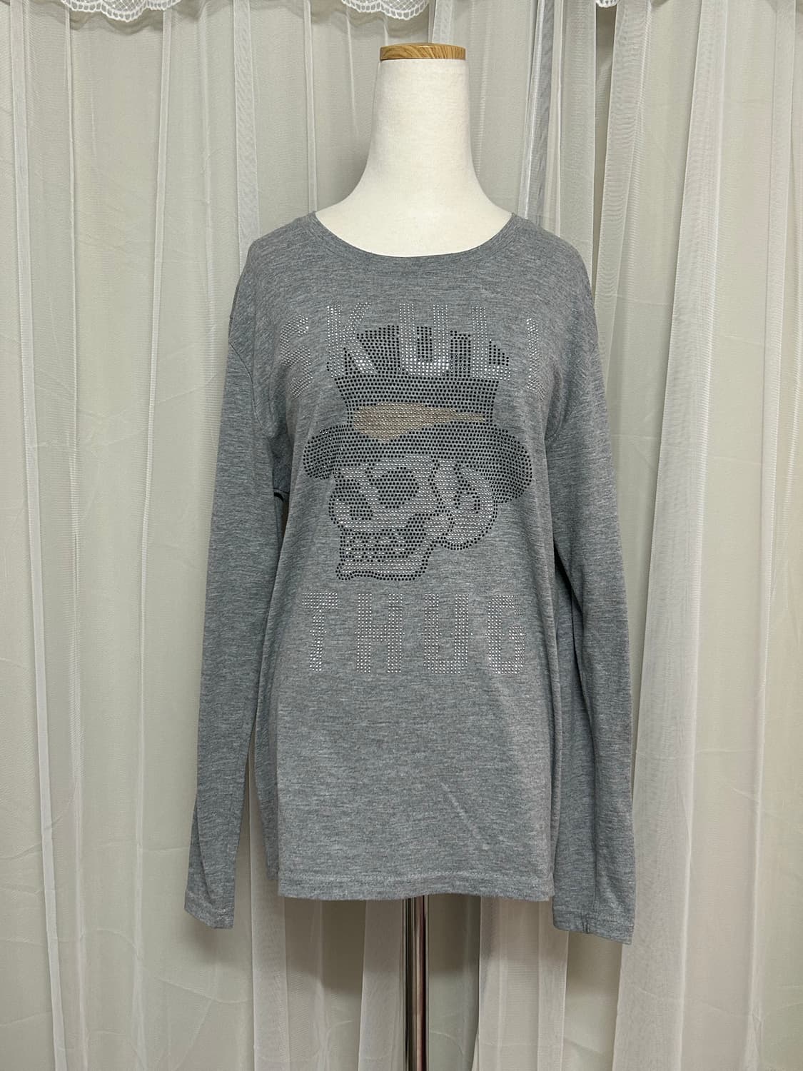 Y2K 펑크 큐빅디테일 해골 롱슬리브 상품이미지1