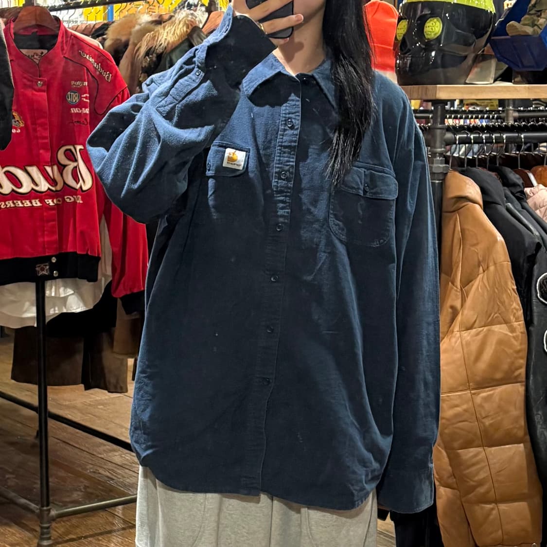 [HI] Carhartt 칼하트 투포켓 긴팔 셔츠 네이비 상품이미지2