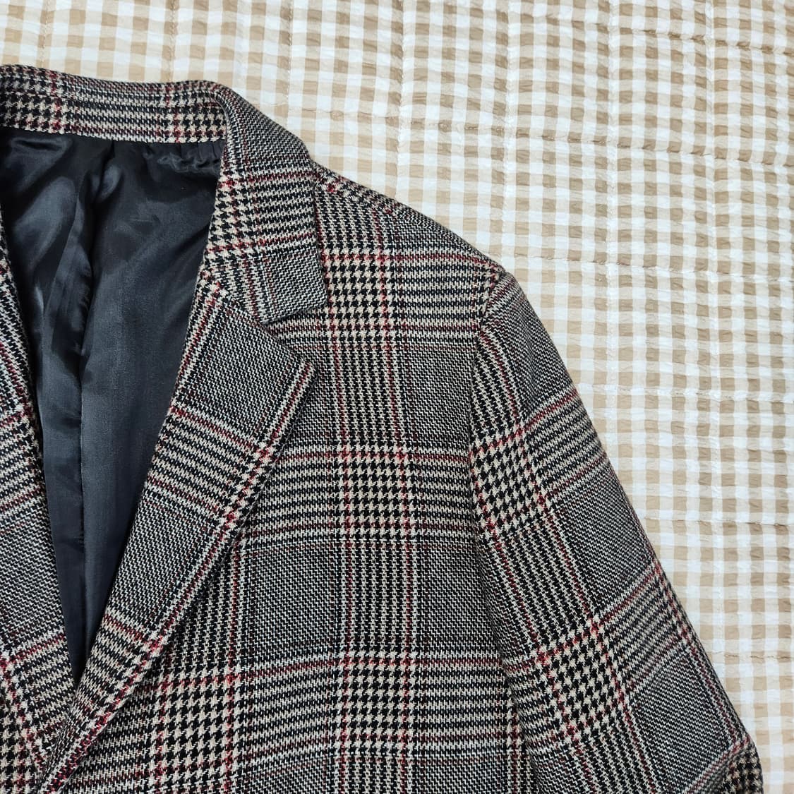 커스텀멜로우 롱 체크 코트 난자100 상품이미지3