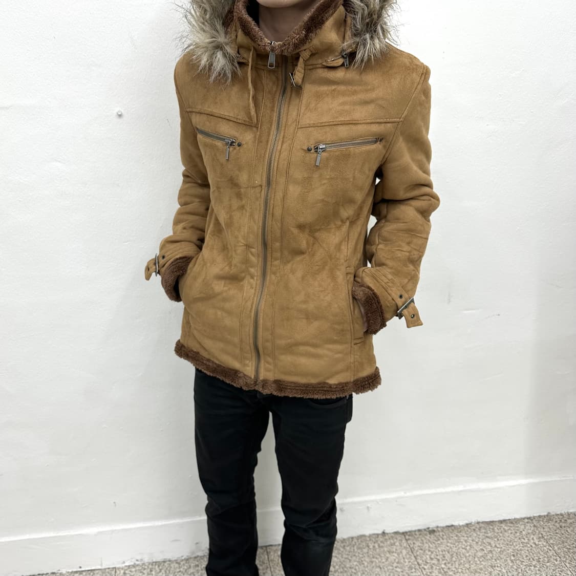 beige mouton fur jacket 상품이미지2