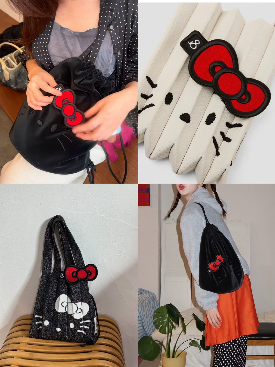 고양이 헬로키티 조셉앤스테이시 레드 블랙 리본 상품이미지2