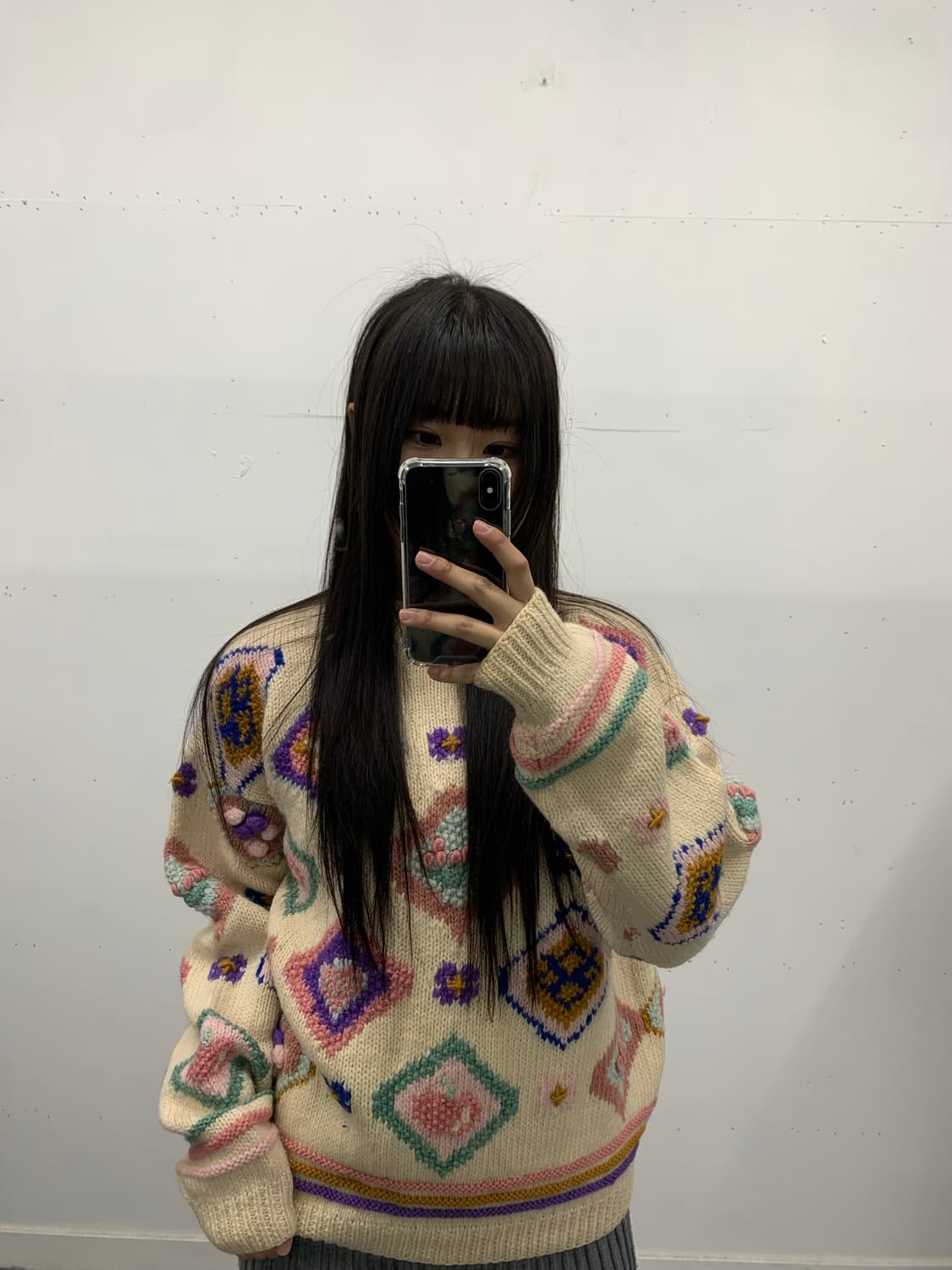 아이보리 패턴 폼폼이 니트 상품이미지2