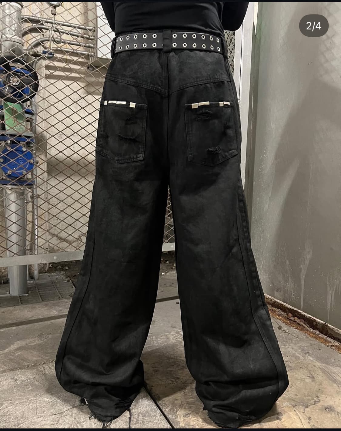 Coated black wide denim pants 상품이미지2