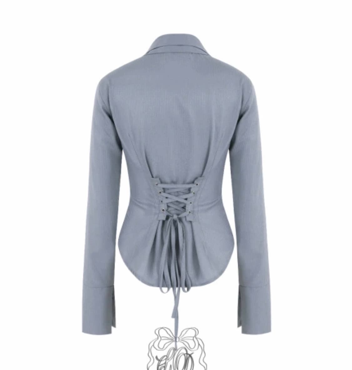 [택있는새상품] 클라우드이모션 가십걸 슬림 아일렛 셔츠 (타이 세트) 상품이미지5