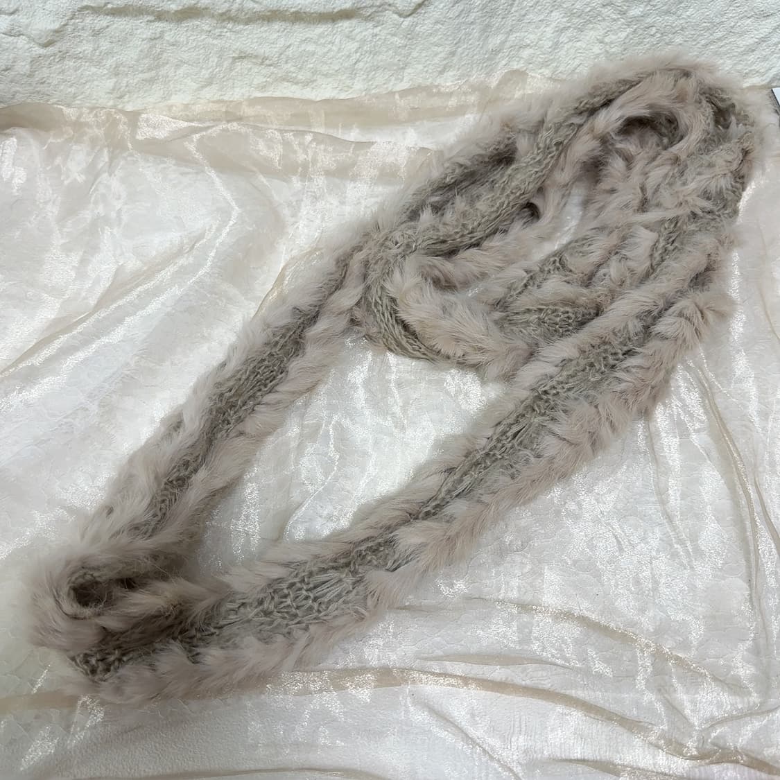 빈티지 토끼털  뜨개질 목도리 머플러 상품이미지2