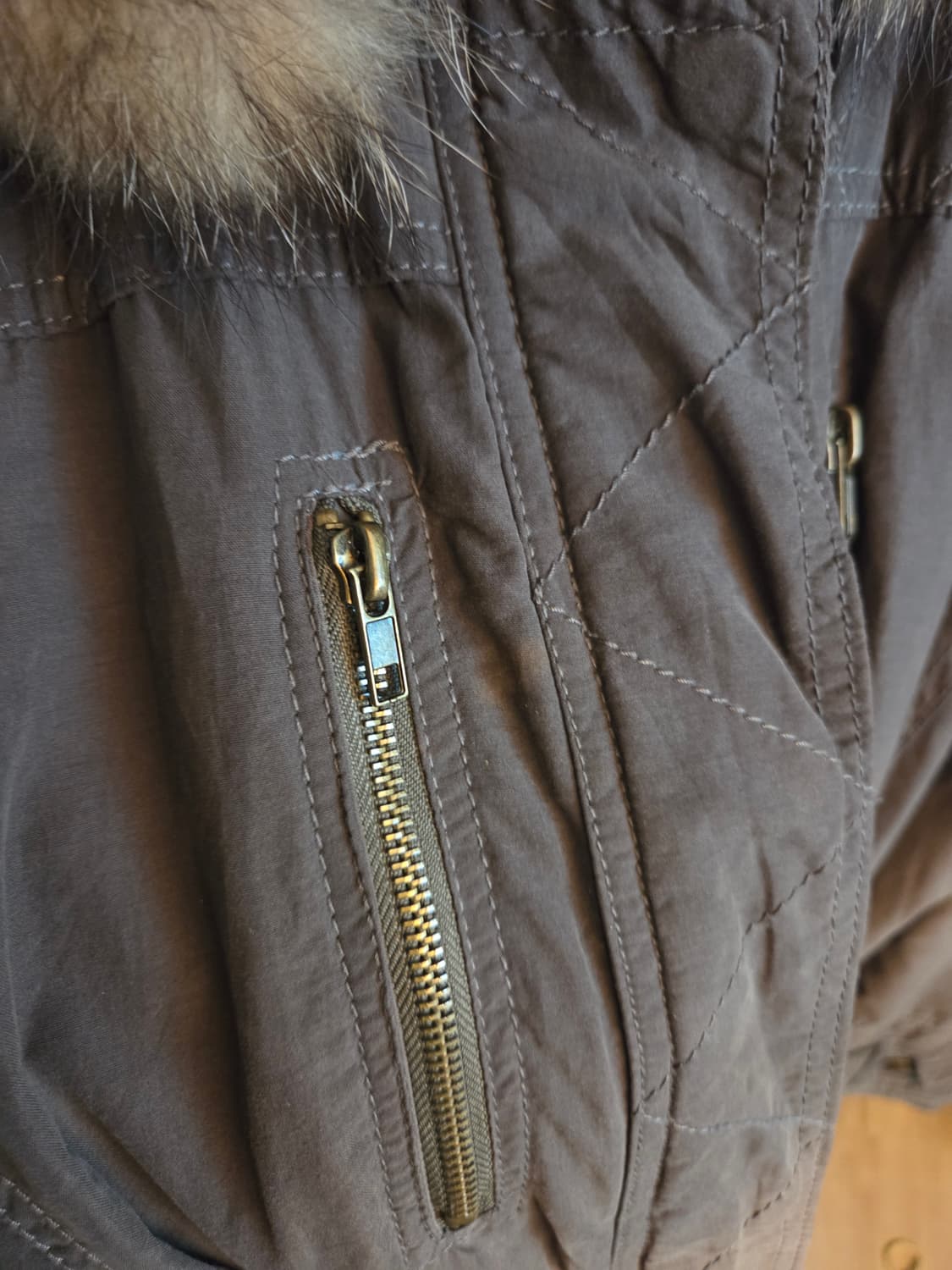 66 77 가능) 털 탈부착 가능 빈티지 모리걸 카키 다크초코 야상 상품이미지10