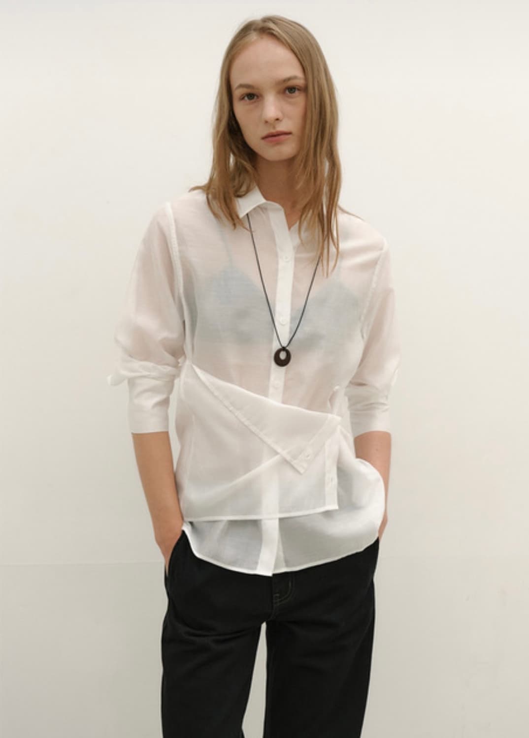 로우타이드 SILKY BUTTON WRAP SHIRT [WHITE] 상품이미지1