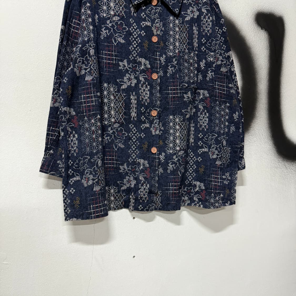 VTG 빈티지 재패니즈 오리엔탈 동양풍 원포켓 린넨 긴팔 셔츠 상품이미지4