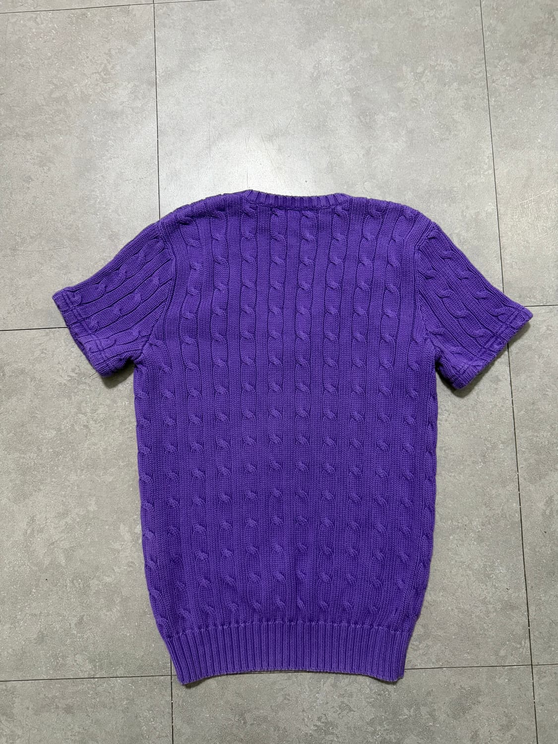 랄프로렌 폴로 퍼플 컬러 케이블 니트 빈티지 숏슬리브 55size   상품이미지5