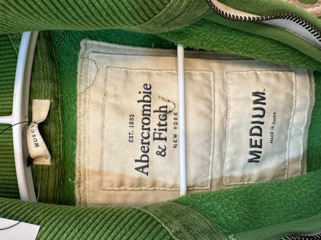 M) 아베크롬비 희귀 빈티지 그린 기모 집업 져지 머슬핏 상품이미지3