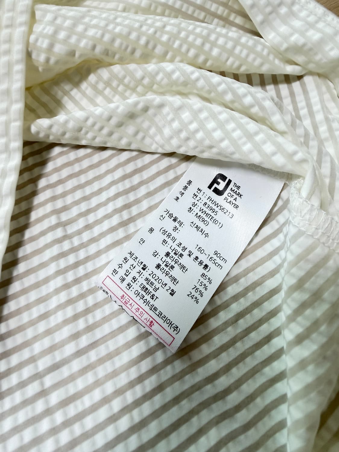 풋조이 FJ 골프웨어 화이트 반팔 카라티 S 상품이미지4