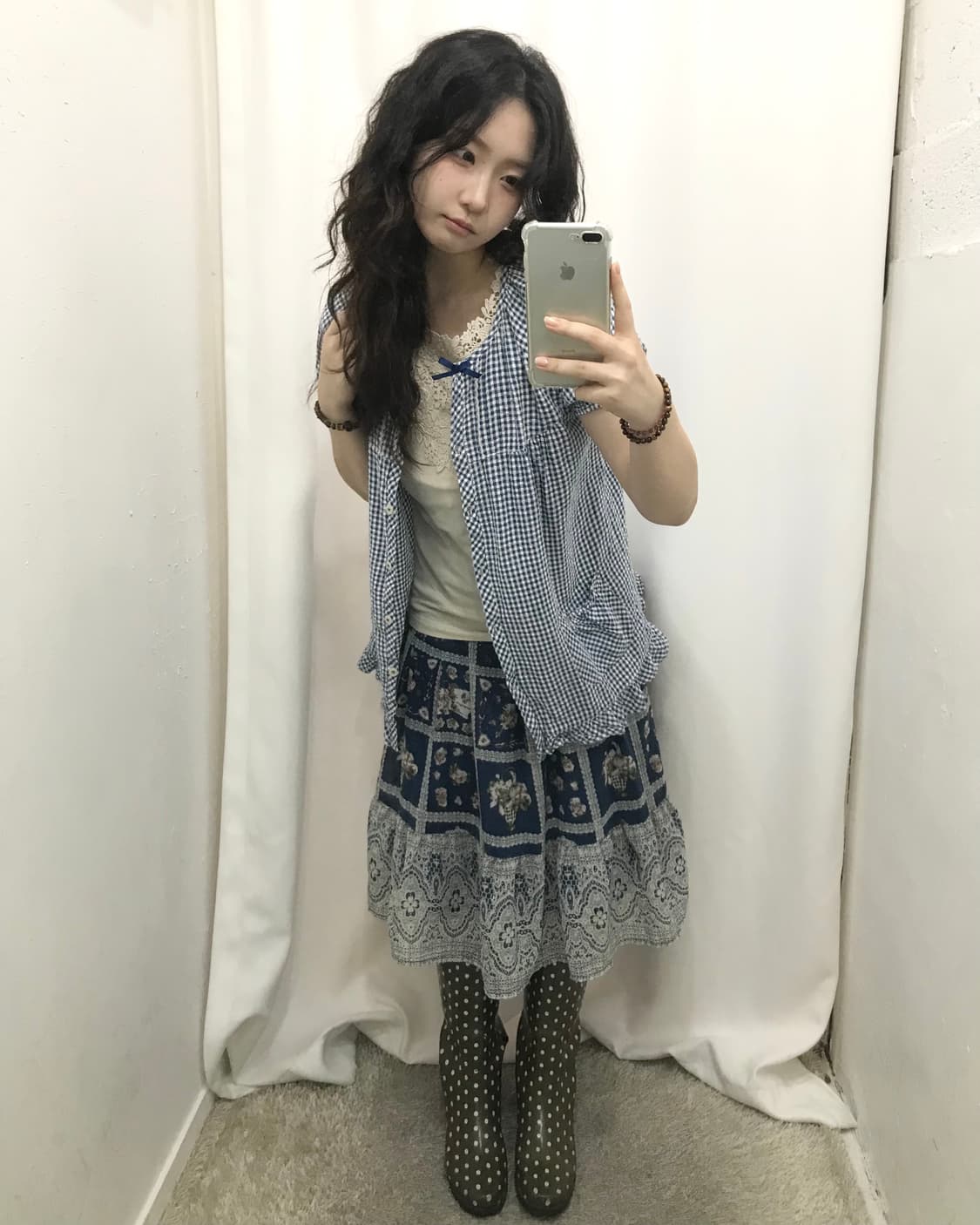 블루 깅엄 체크 모리 코디 세트 💙 상품이미지1