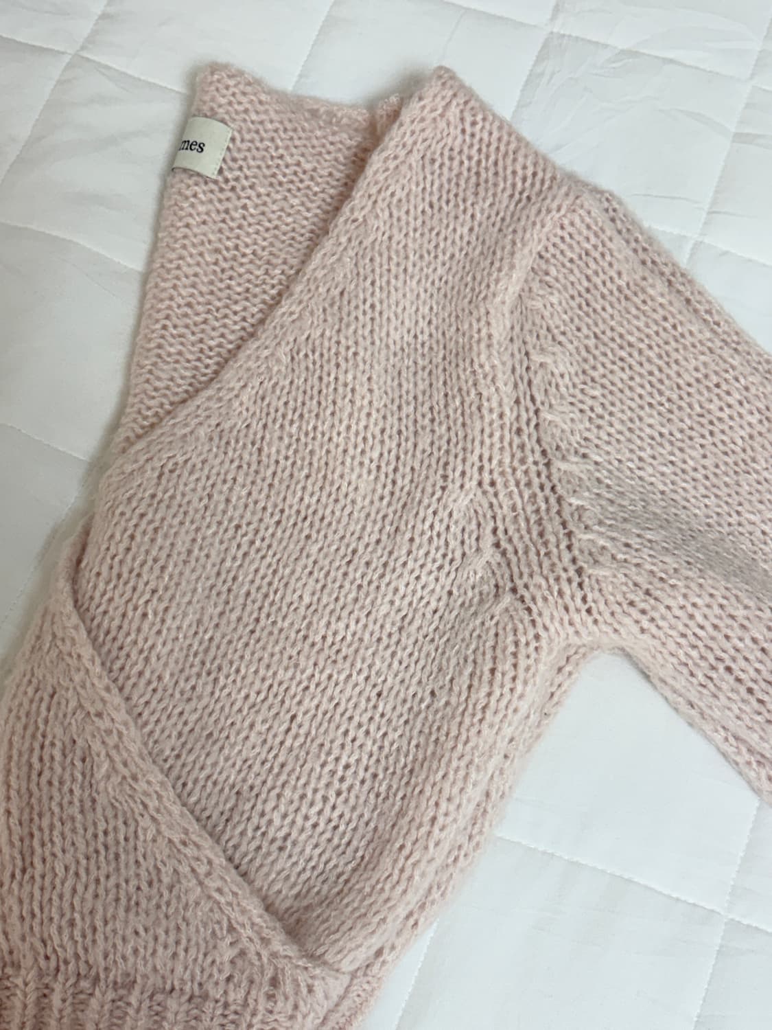 쓰리타임즈 랩 니트 탑 핑크 상품이미지2