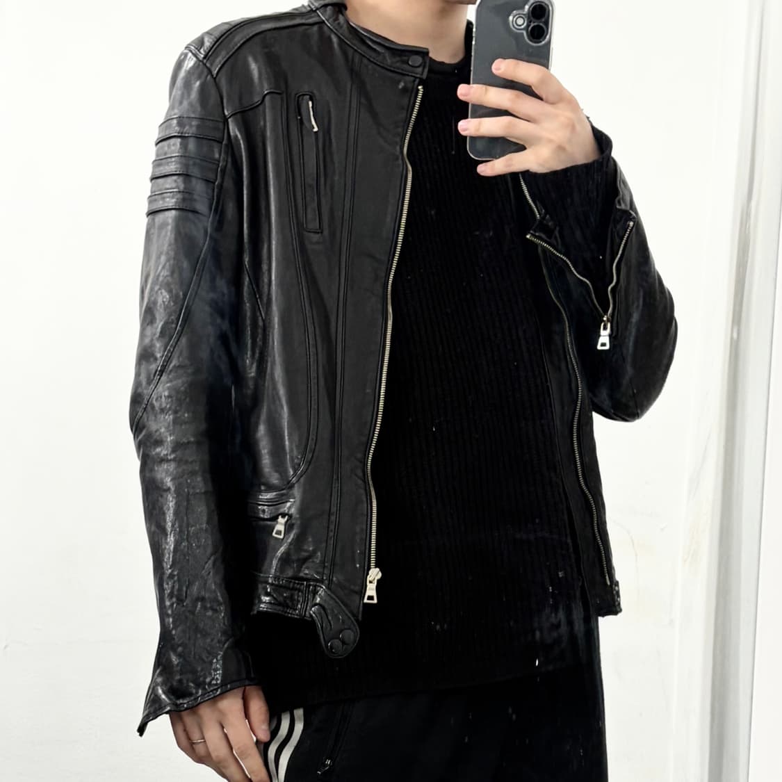 이태리제 양가죽 바이커 자켓 상품이미지2