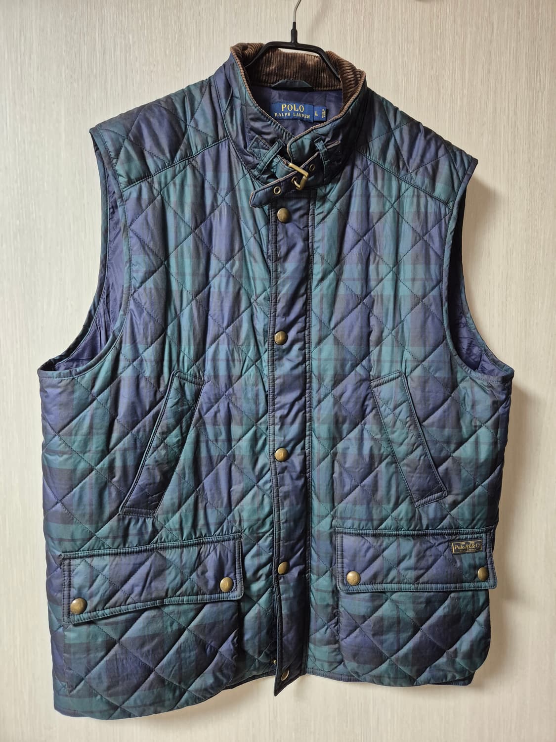 폴로 랄프로렌  블랙와치 타단 체크 패딩 조끼 라지 남성 상품이미지2