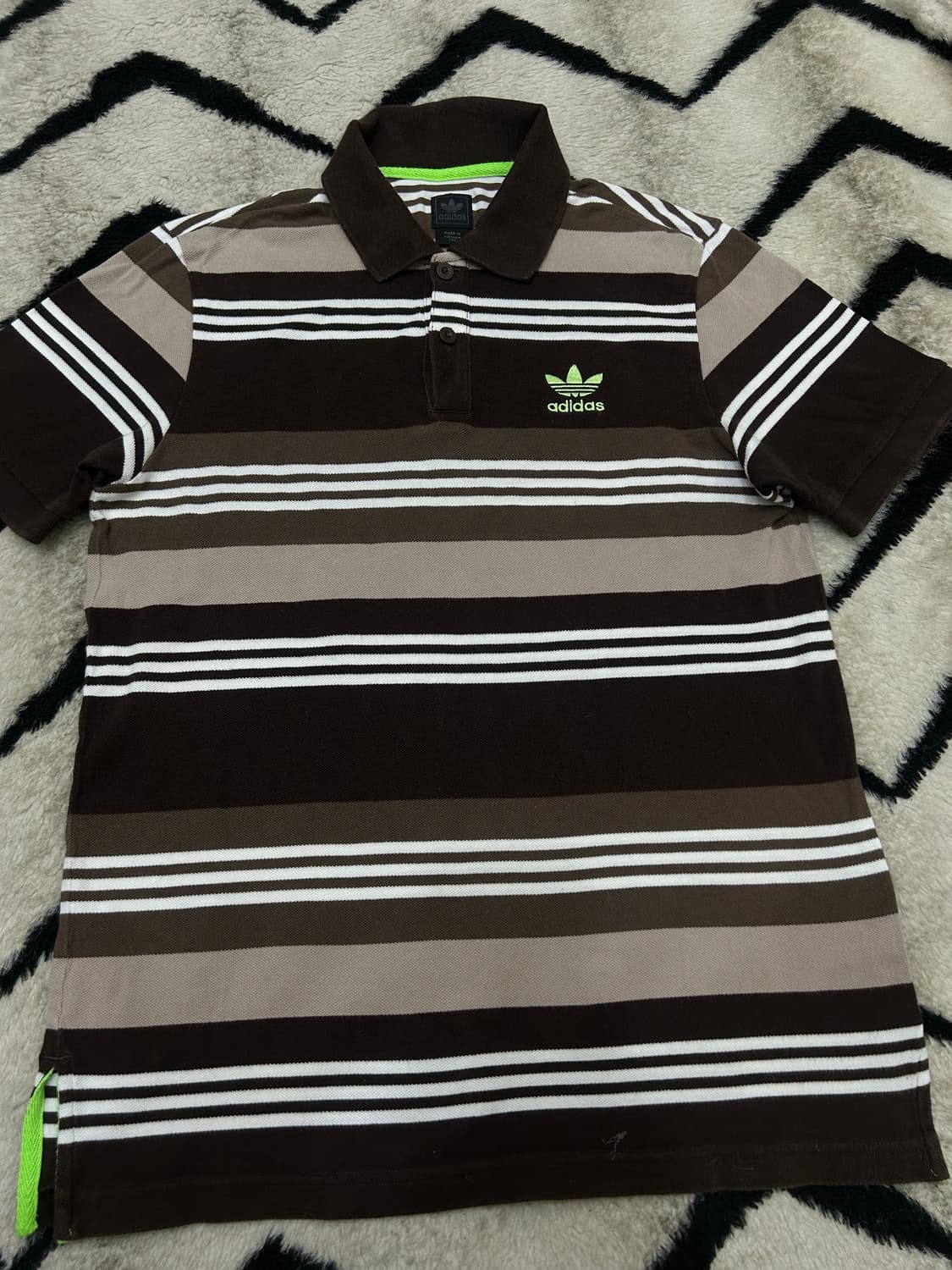 [L]아디다스 스트라이프 카라 반팔/브라운 상품이미지2