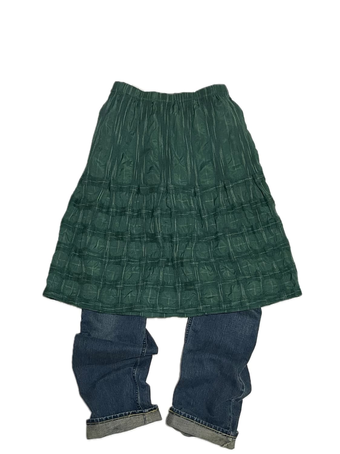 Haat issey miyake green check skirt 상품이미지3