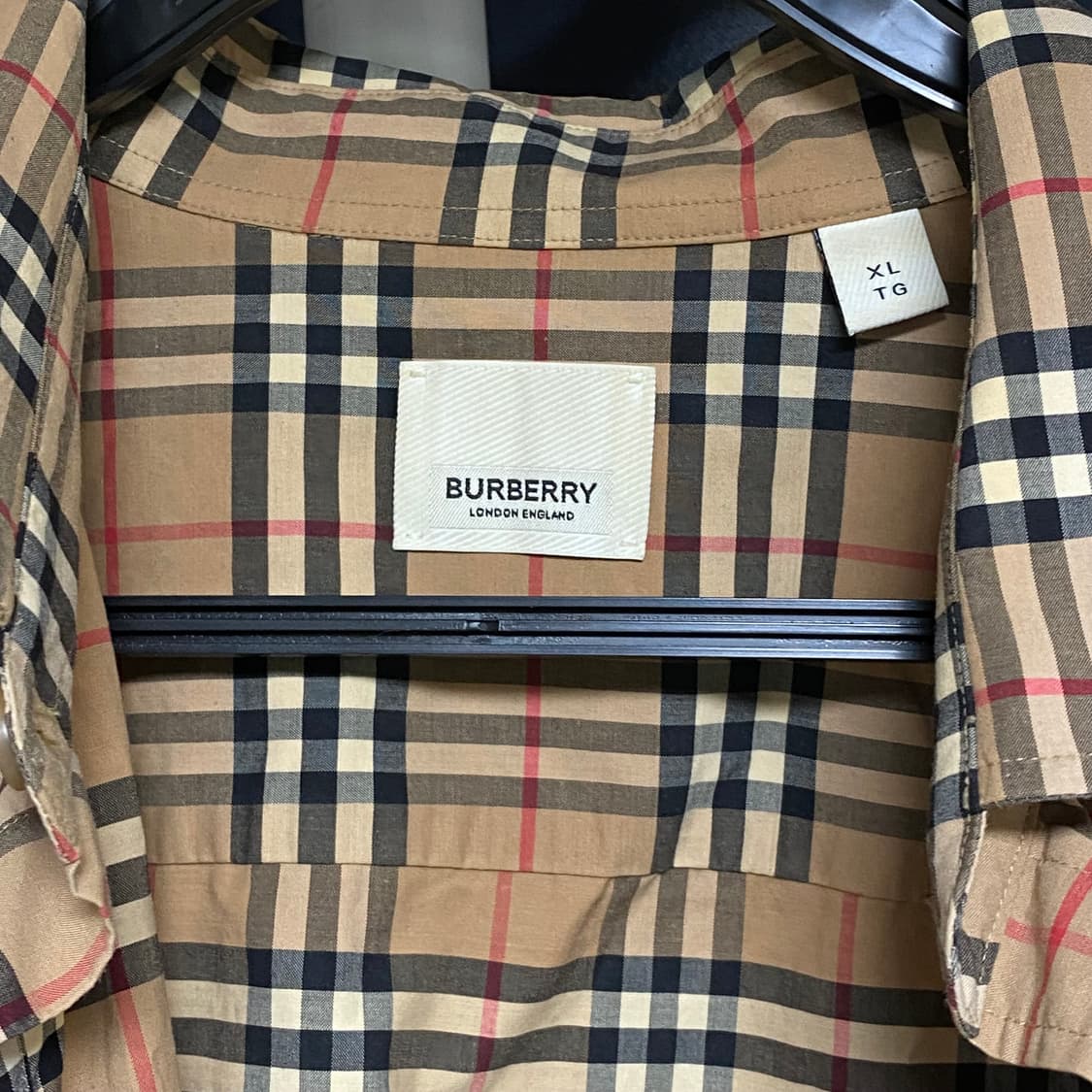 버버리 스몰 스케일 체크 스트레치 코튼 셔츠 XL 상품이미지3
