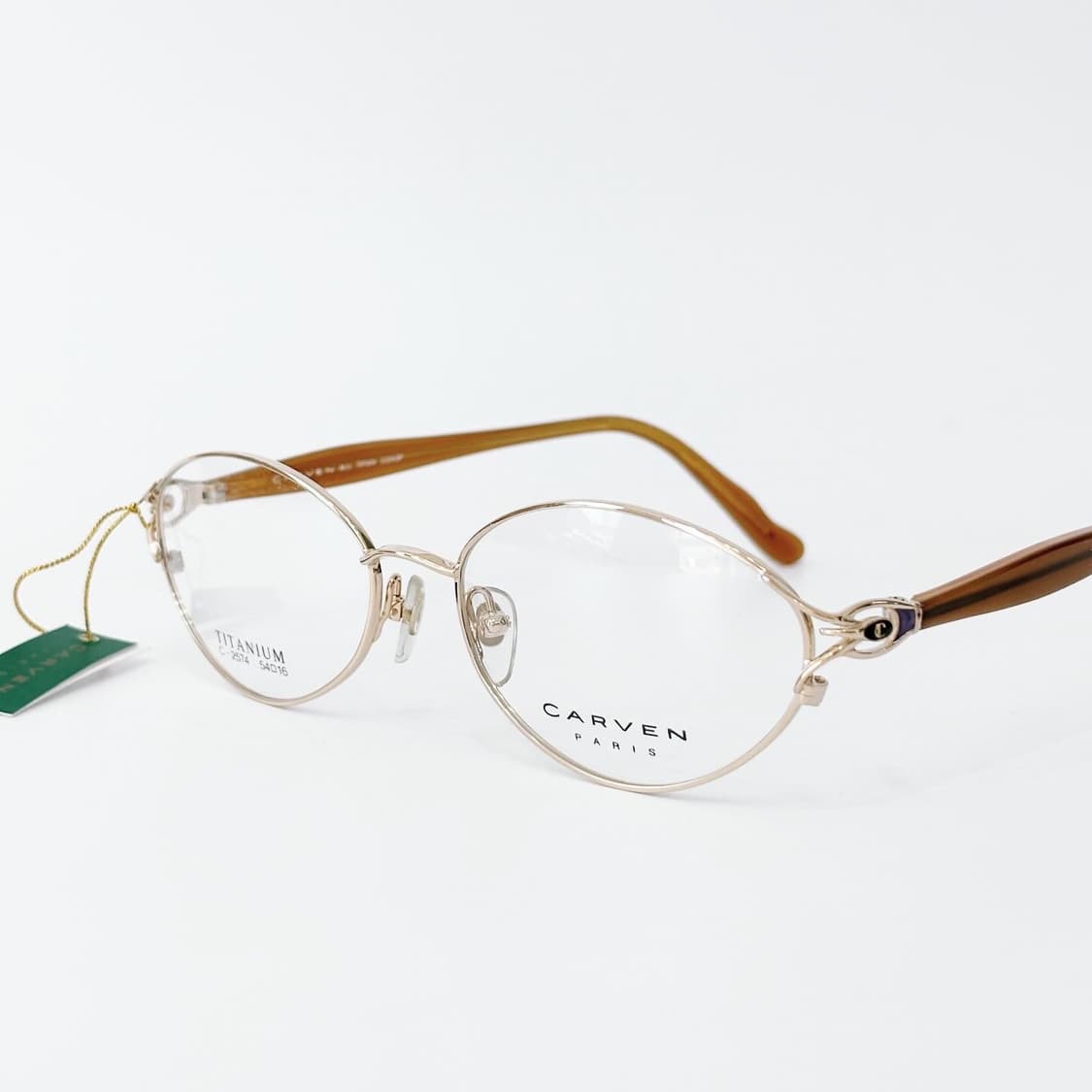 키지클럽 CARVEN 골드 로고링 메탈 데드스탁 빈티지안경 상품이미지1