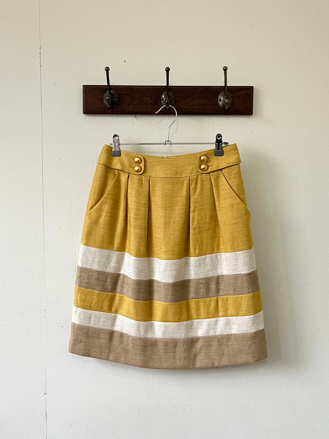 JUSGLITTY 린넨 더블 골드 버튼 스커트 상품이미지1