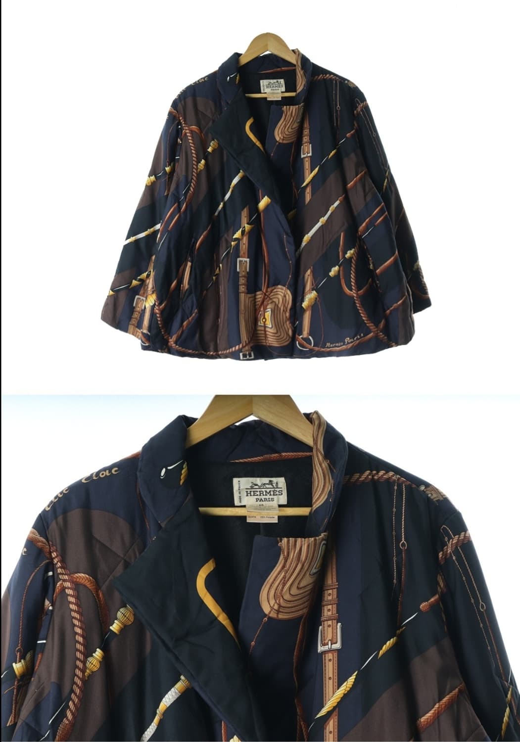 [정품]에르메스 100% 실크 헤리티지 퀼팅 자켓(66~77사이즈) 상품이미지4