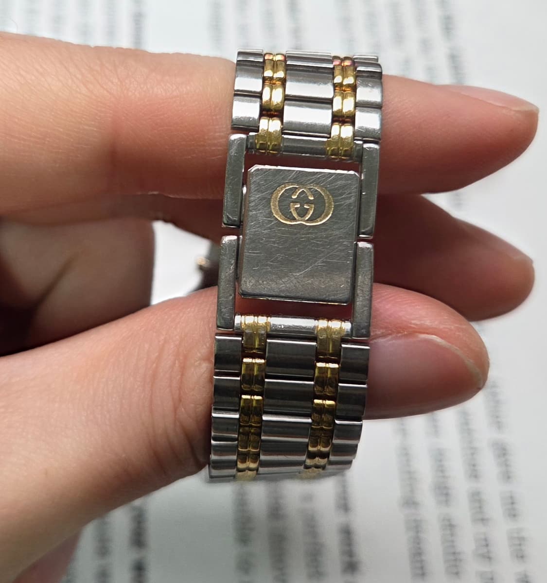빈티지 구찌 클래식 9000m 스톤그레이 콤비 쿼츠 남성용 브레이슬릿 v 상품이미지8