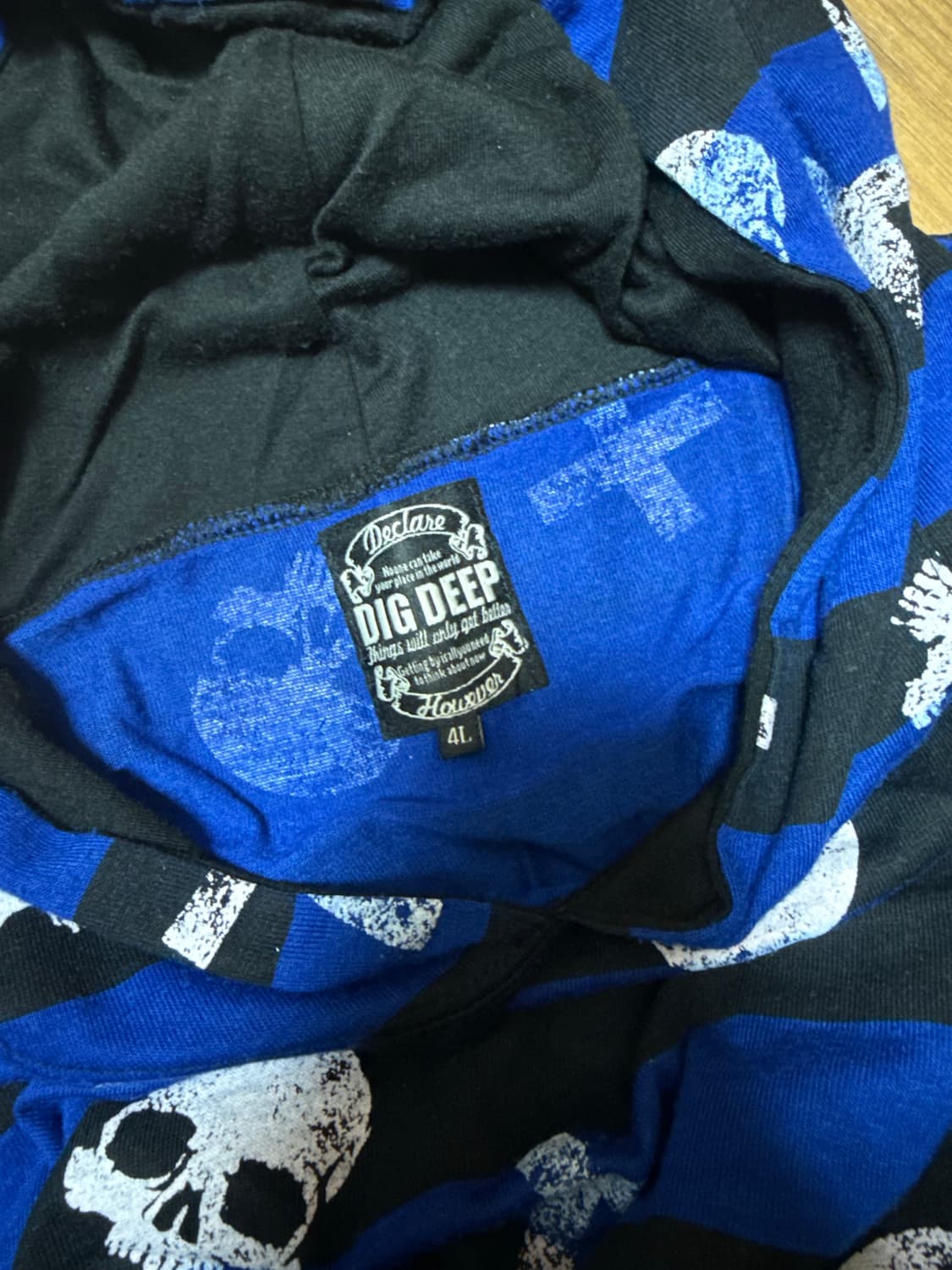 DIG DEEP 디그딥 펑크 해골 십자가 데빌 후드티 블루 상품이미지3