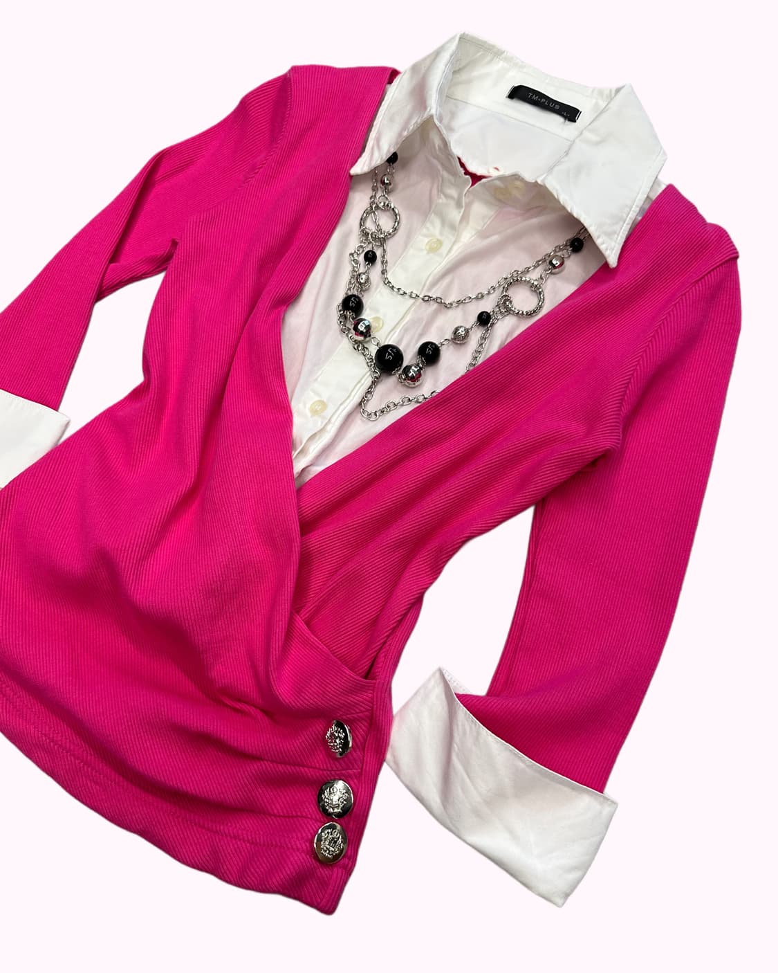pink necklace layered blouse 상품이미지3
